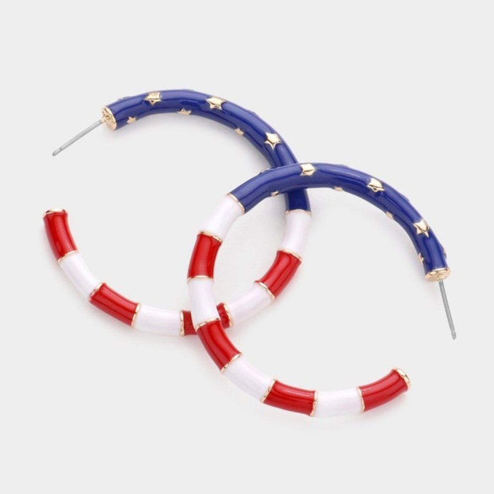 American USA Hoop Earrings